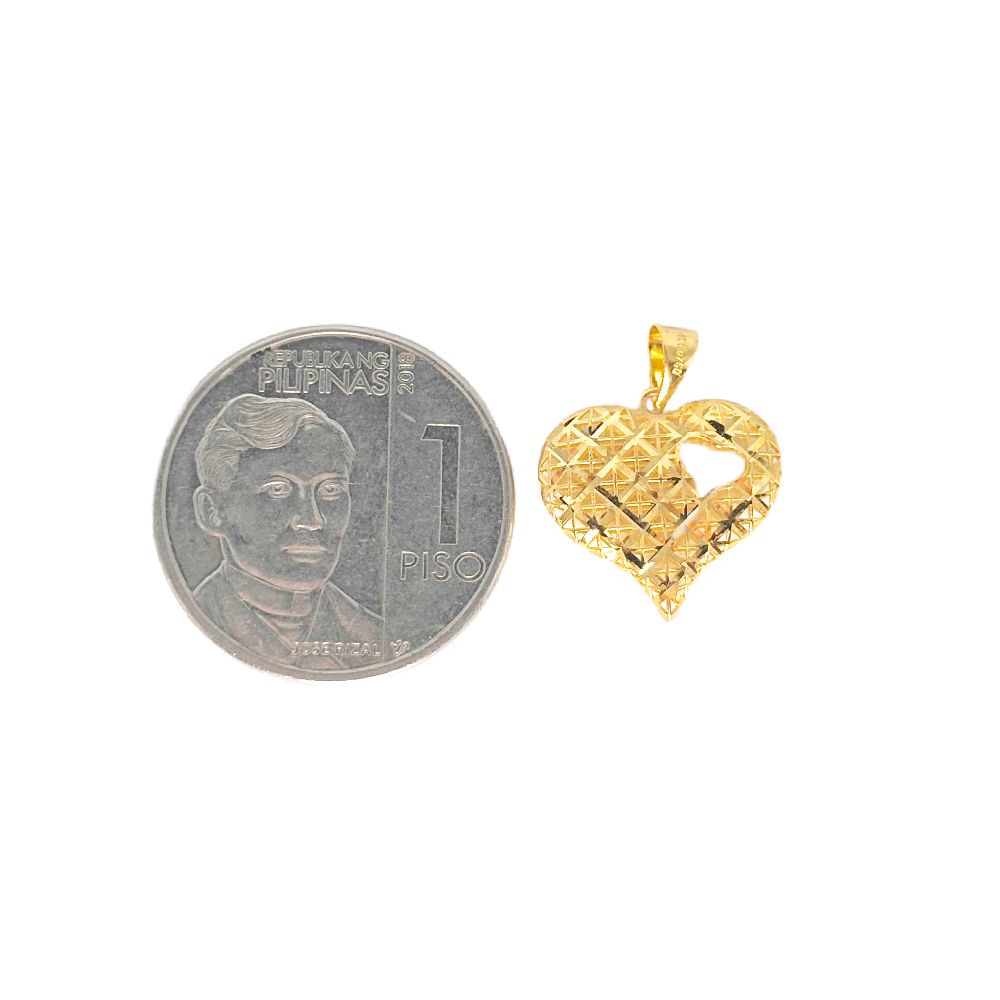 18k Saudi Gold Set Dazzle Heart + Karkar Chain 18"