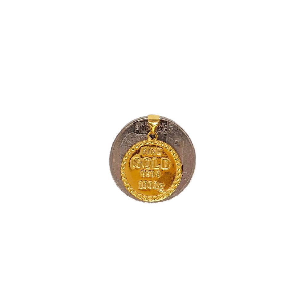 18k Saudi Gold Set Fine Coin + Foxtail Chain 18"