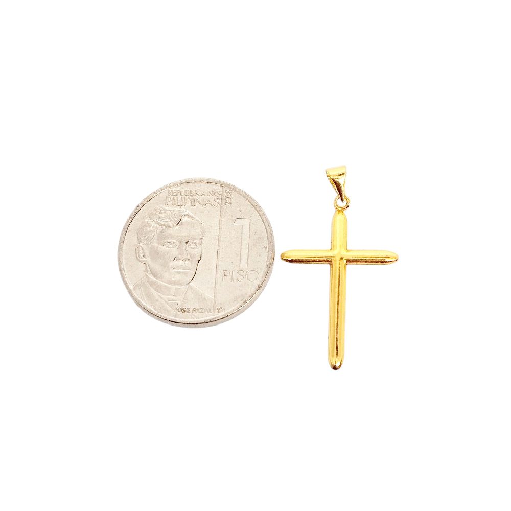 18k Saudi Gold Set Simple Plain Cross + Foxtail Chain 18"