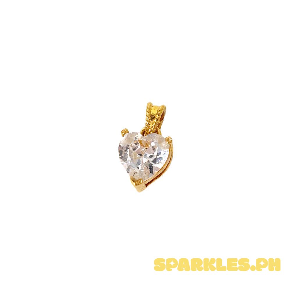 18k Saudi Gold Moissanite Heart Pendant Only