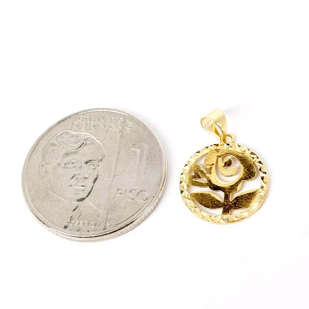 18k Saudi Gold Diacut Rose Pendant - SKU-IE9TYTSF