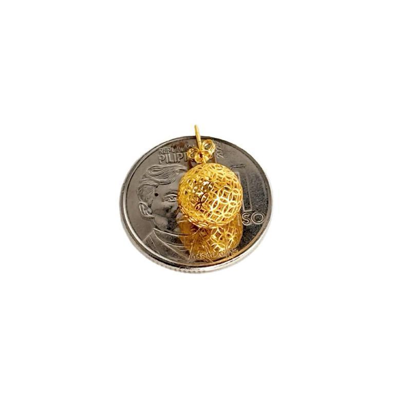 18k Saudi Gold Money Catcher Ball Earring - SKU-E4TTPWPG