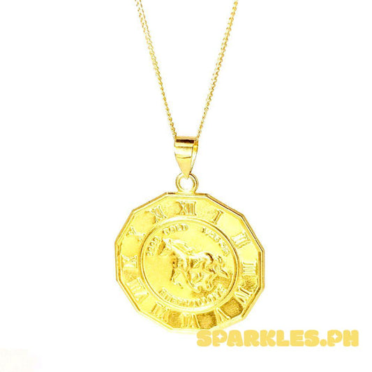 18k Saudi Gold Set Clock Horse + Cadena Chain 20"