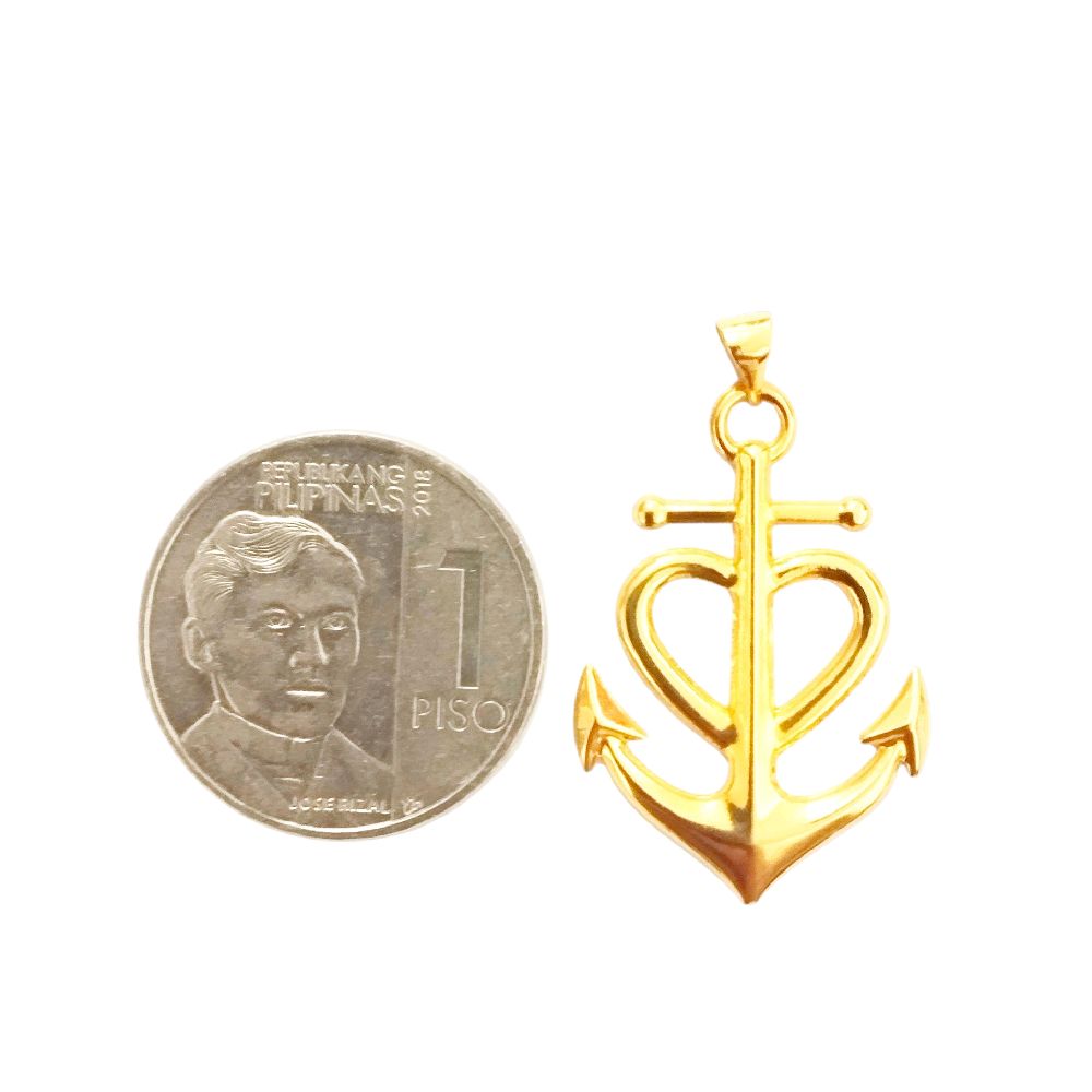 18k Saudi Gold Set Anchor Heart + Figaru Chain 18"