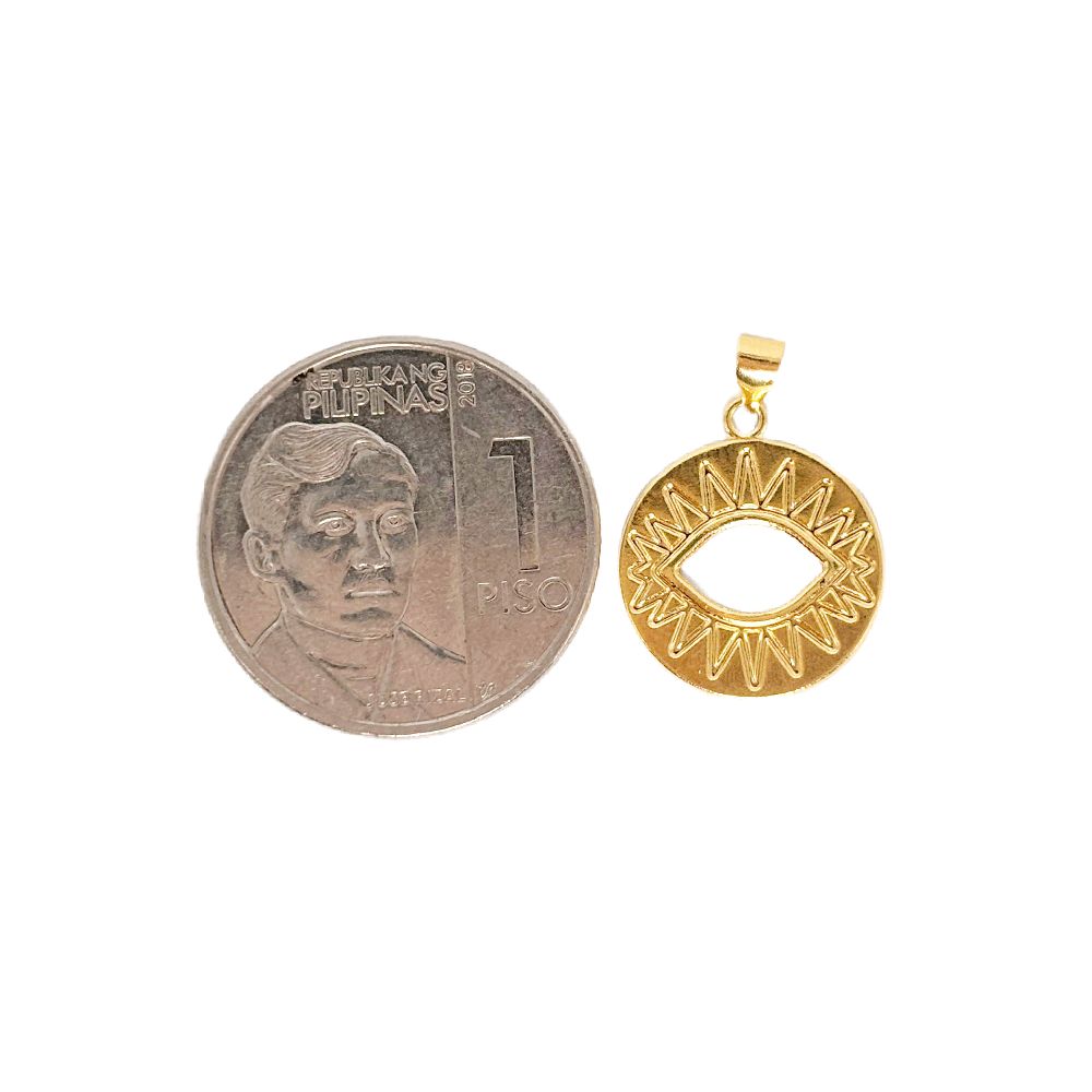 18k Saudi Gold Set Anti Evil Eye + Foxtail Chain 18"