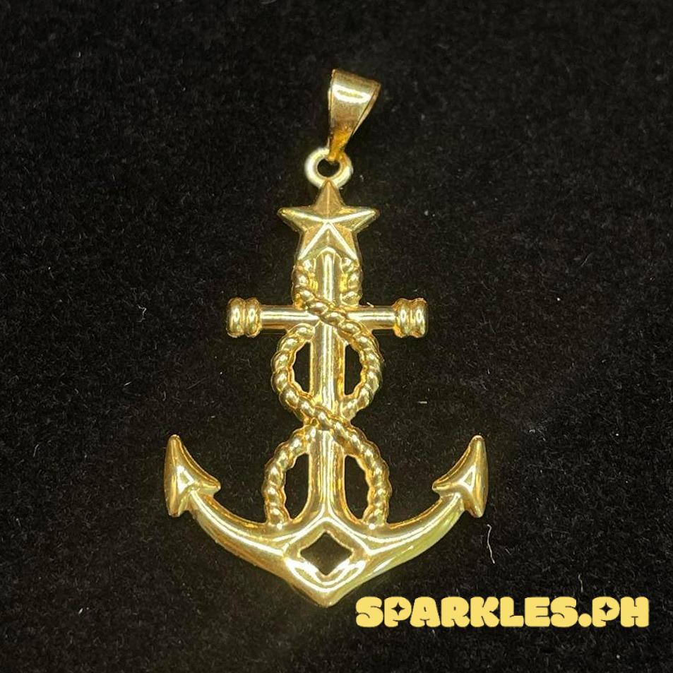 18k Saudi Gold Anchor Star Pendant