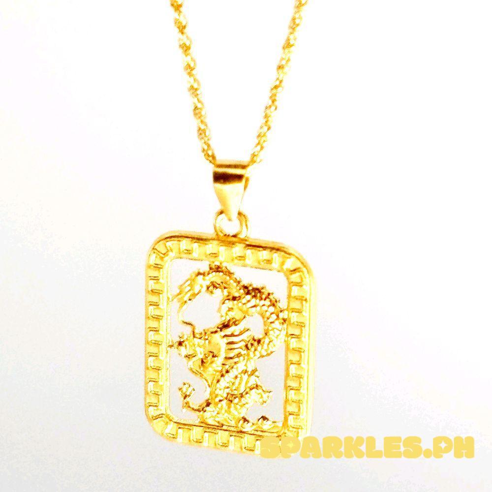 18k Saudi Gold Set Square Dragon + Rope Chain 18"