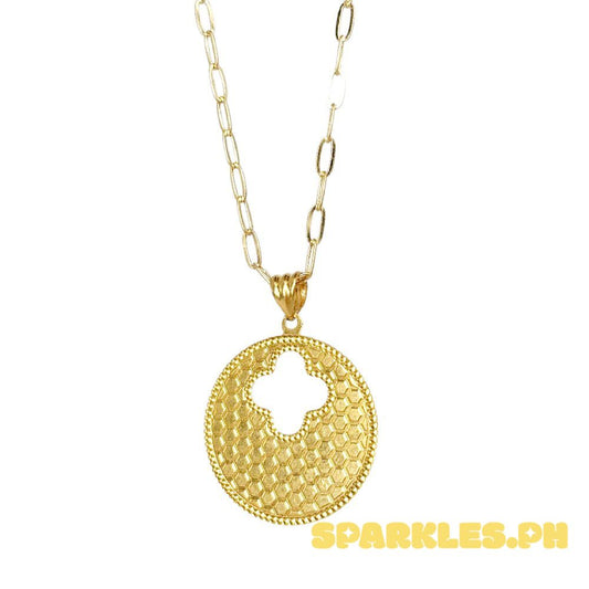 18k Saudi Gold Set Hole Flower + Micro Paperclip Makapal 18"