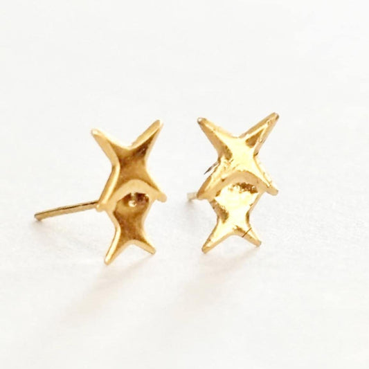 18k  Saudi Gold Sparkle Earring with Silicon Pakaw - SKU-QJB1A3MW