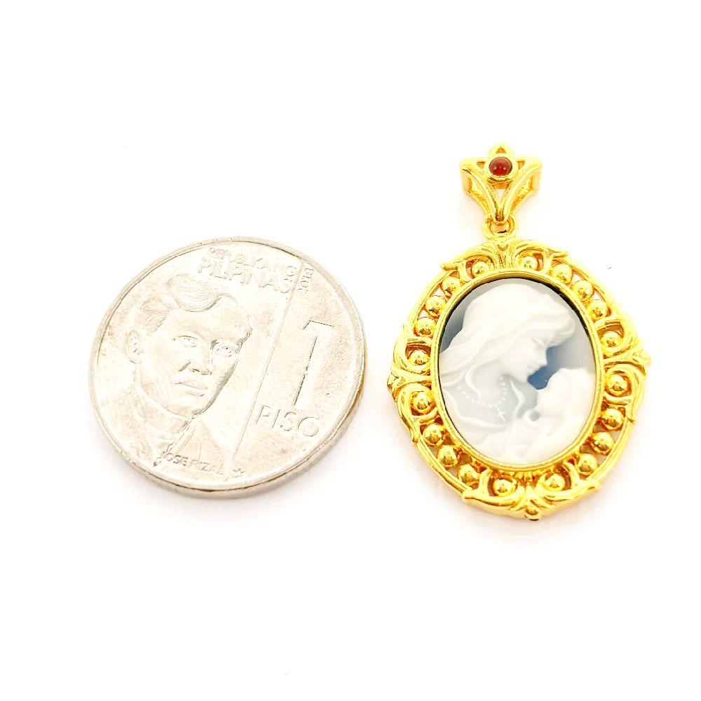 18k Saudi Gold Mirror Mary HOLLOW Pendant - SKU-MW4ZWBO1