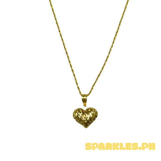 18k Saudi Gold Set Strainer Pendant + Rope Chain 16”