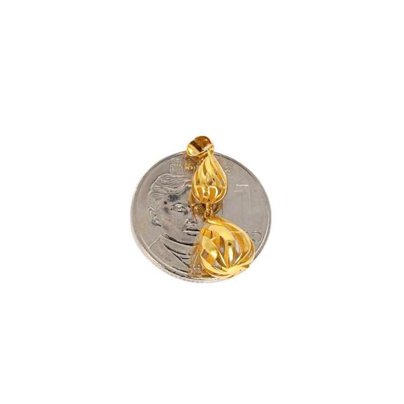 18k Saudi Gold Set Double Teardrop + Diacut Circle Chain 18”