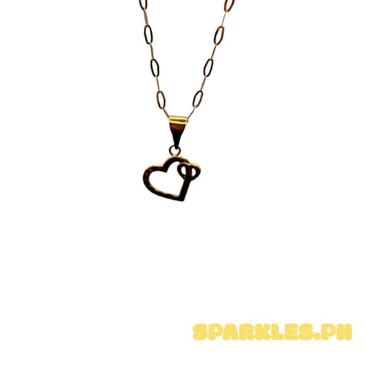 18k Saudi Gold Set Mini Me + Micro Paper Clip Chain 16"