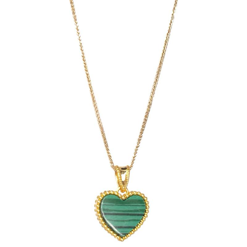 18k Saudi Gold Set AMPAW/HOLLOW 10mm Heart + Foxtail Chain 18”