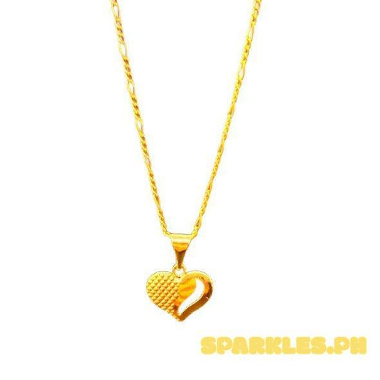 18k Saudi Gold SET Broken Heart + 16' Figaru Chain