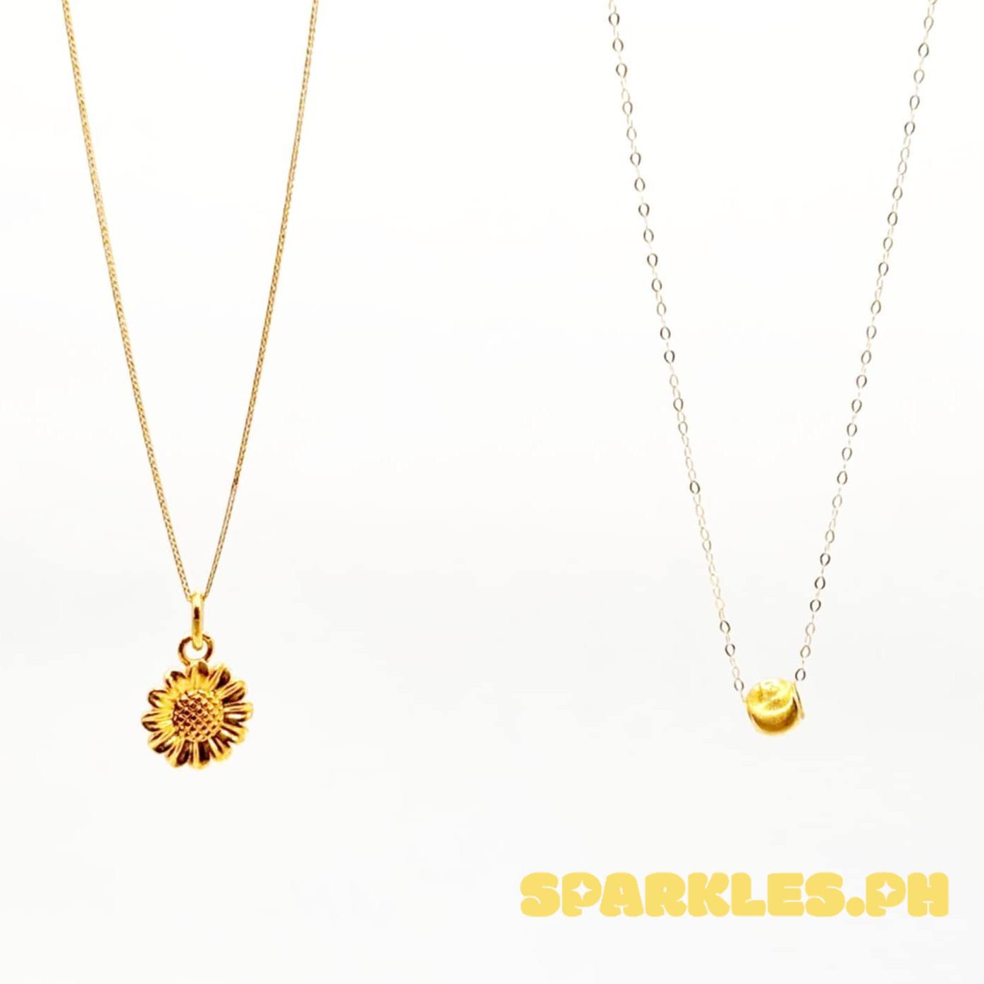 18k Saudi Gold Combo Set Sunflower AMPAW + Foxtail Chain 16" & Gold Cat Eye + Tauco Chain lv1