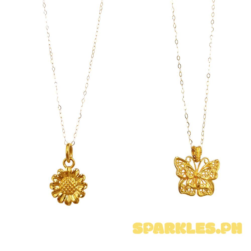 18k Saudi Gold Combo Sets Sunflower AMPAW + Tauco Chain lv1 & Butterfly Cutey AMPAW+ Tauco Chain lv1