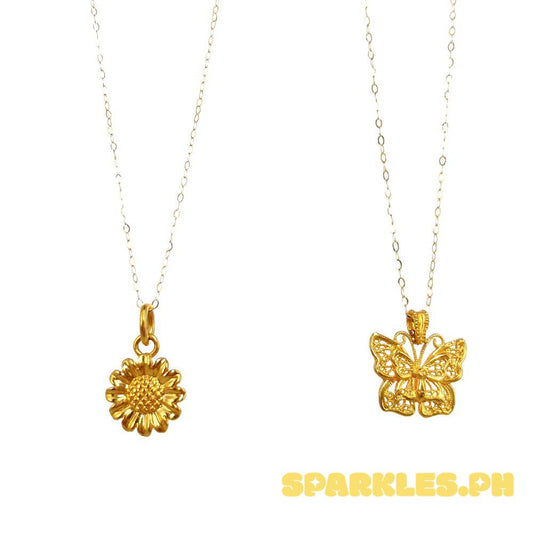 18k Saudi Gold Combo Sets Sunflower AMPAW + Tauco Chain lv1 & Butterfly Cutey AMPAW+ Tauco Chain lv1