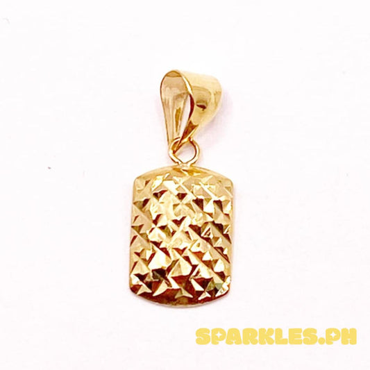18k Saudi Gold Square Diacut Pendant Solid Lightweight Pawnable