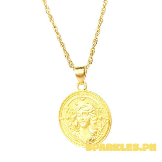 18k Saudi Gold Set Medusa + Rope Chain 24"