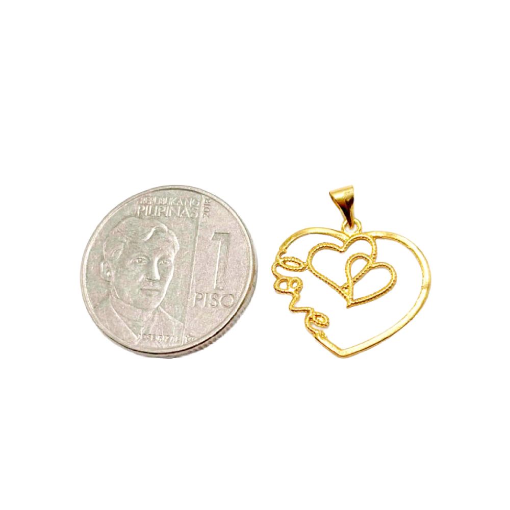 18k Saudi Gold Set Romantic Heart Pendant - SKU-8YNVQ4ZN