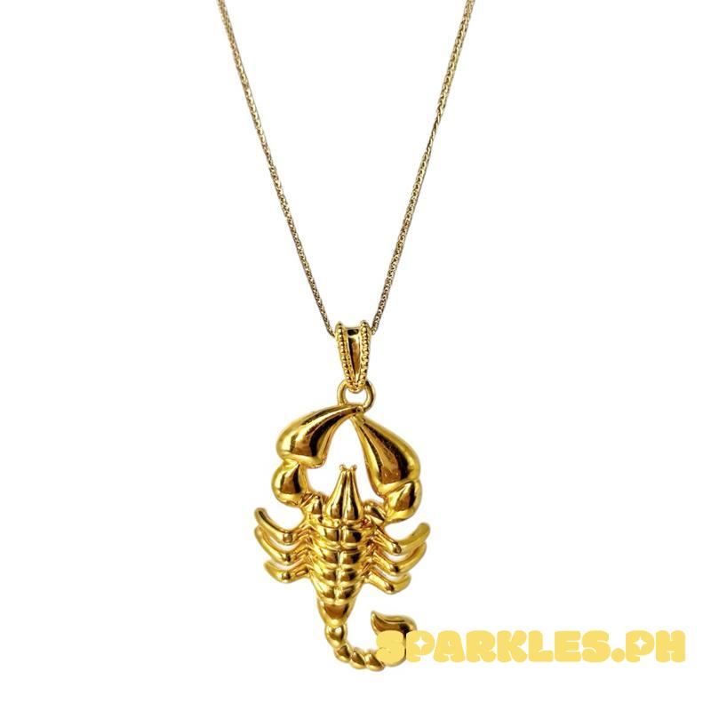 18k Saudi Gold AMPAW/HOLLOW Scorpion Pendant + Foxtail Chain 18”