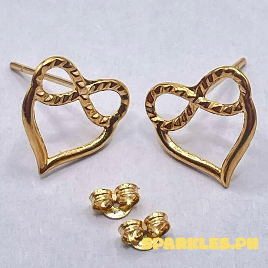 18k Saudi Gold Eternity Heart Earring Solid Pawnable
