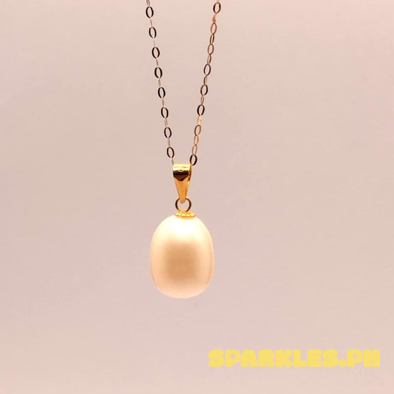18k Saudi Gold Set Freshwater Pearl with Tauco chain LV1