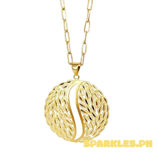 18k Saudi Gold Set Leaf Circle + Micro Paperclip Makapal 18"