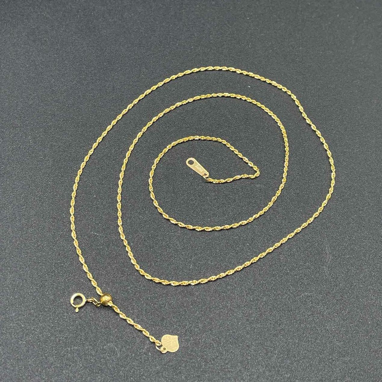 18k saudi gold adjustable rope chain solid pawnable