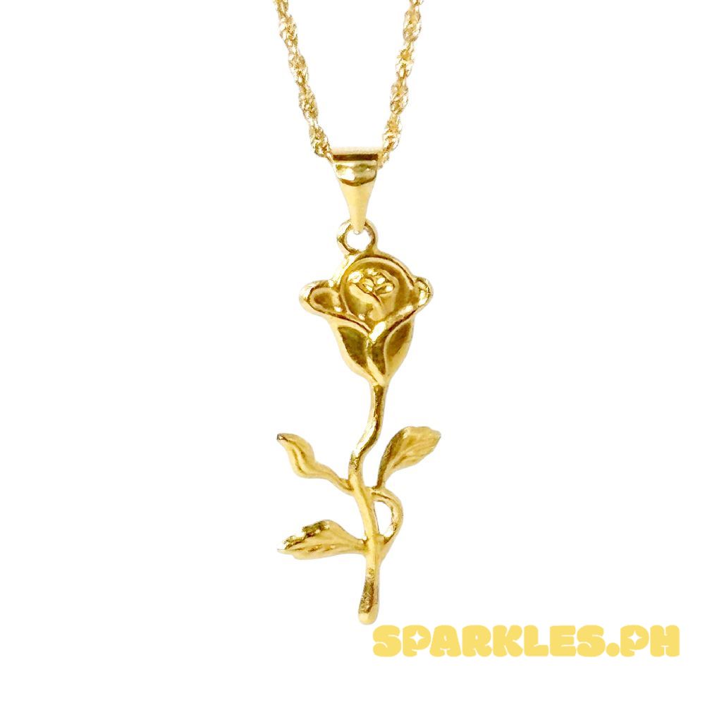 18k Saudi Gold Set Luminous Rose+ Rope Chain 20"
