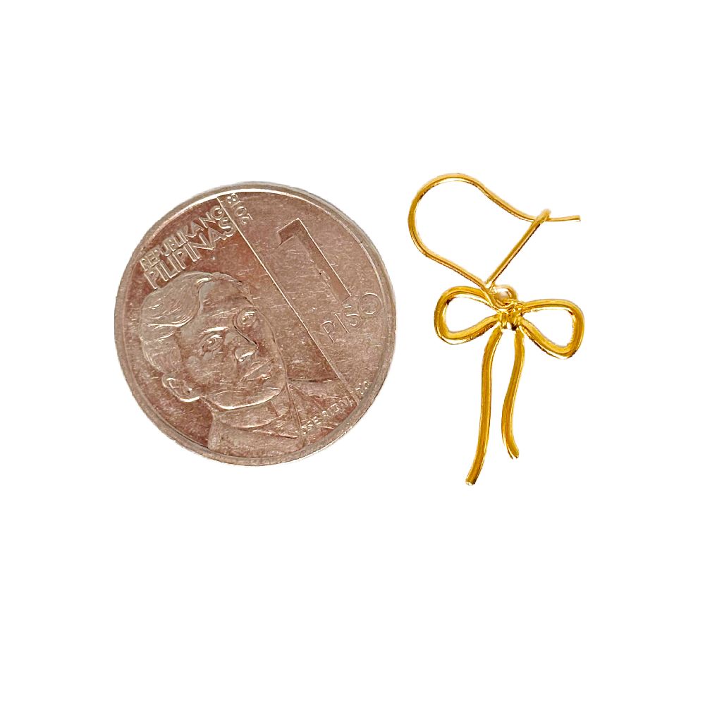 18k Saudi Gold Dangling Ribbon Style Earring - SKU-U3IXUKD2