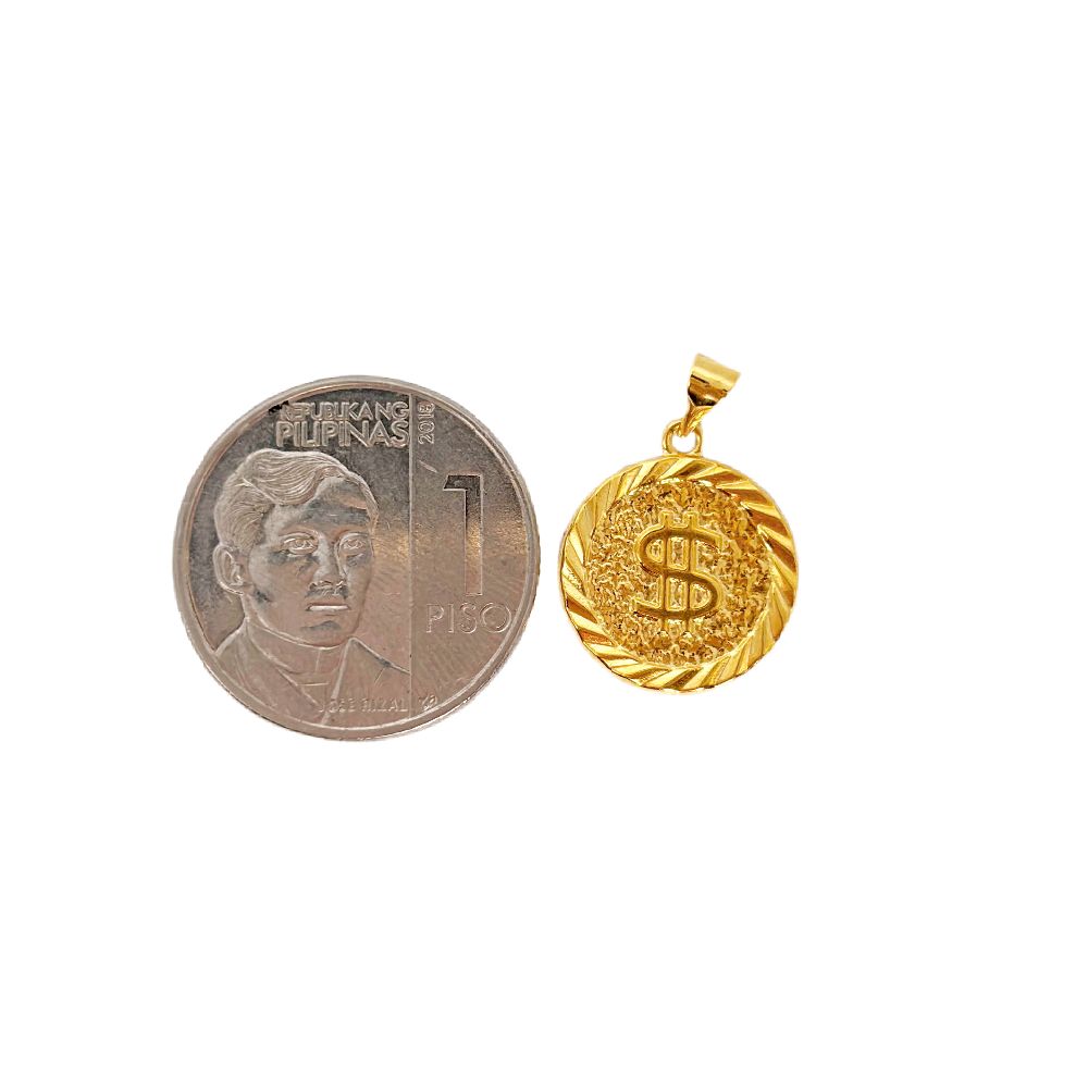 18k Saudi Gold Set Dollar Coin + Foxtail Chain 18"