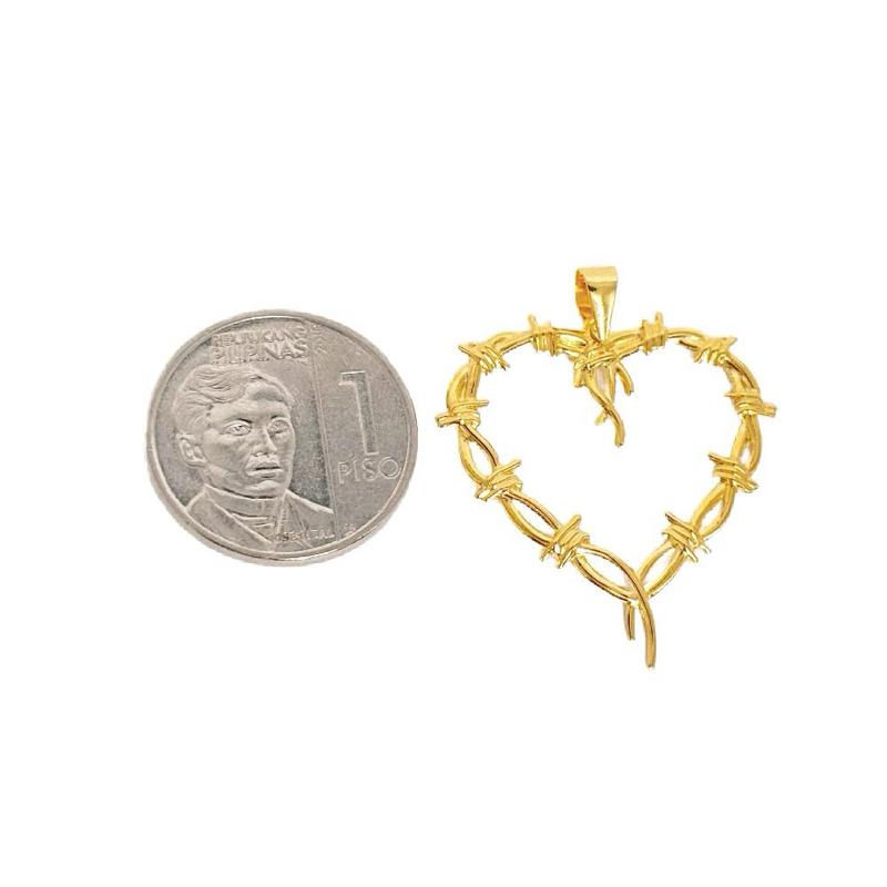 18k Saudi Gold Wire Heart Pendant - SKU-EP1NKGUY