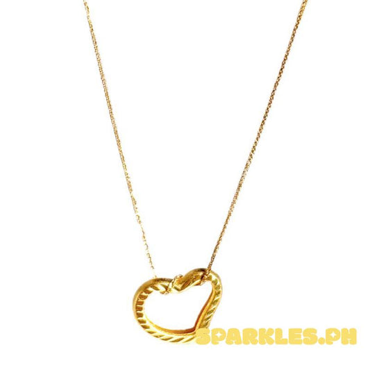18k Saudi Gold Set Minimal Heart + Foxtail Chain 18”