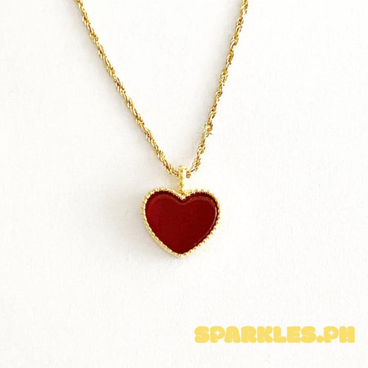 18K Saudi Gold 10mm Heart Small Hook + Rope Chain 16"