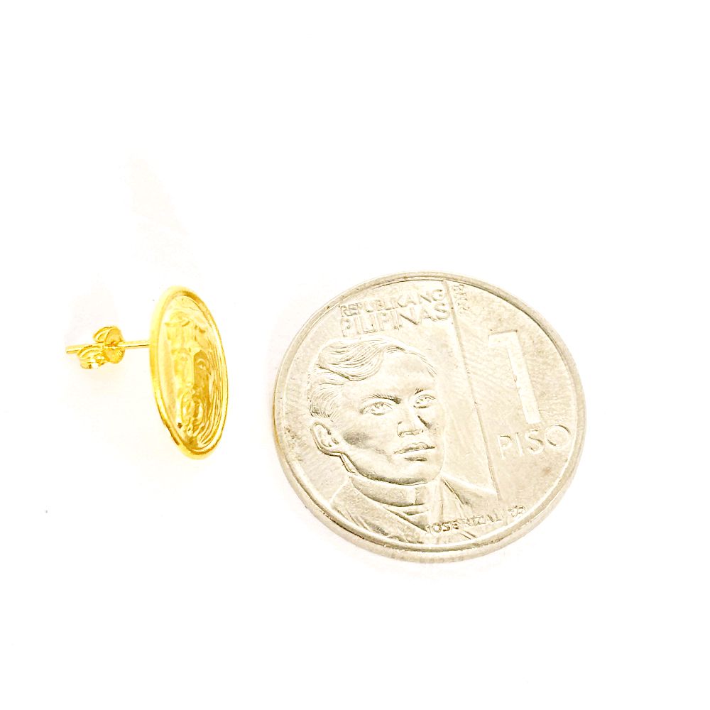 18k Saudi Gold Oval Jesus Earring  SKU - A776NBCH