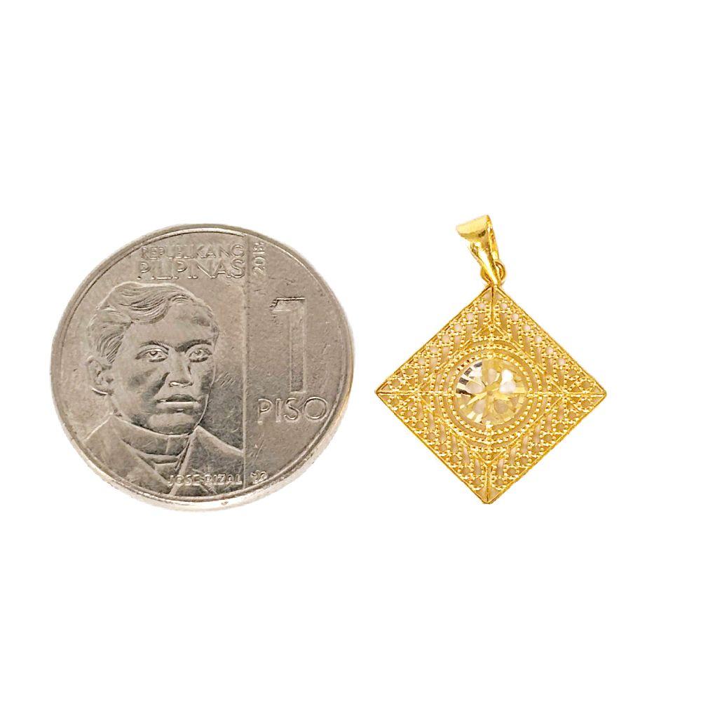 18k Saudi Gold Set Diamond Tile + Micro Paperclip Makapal 18"
