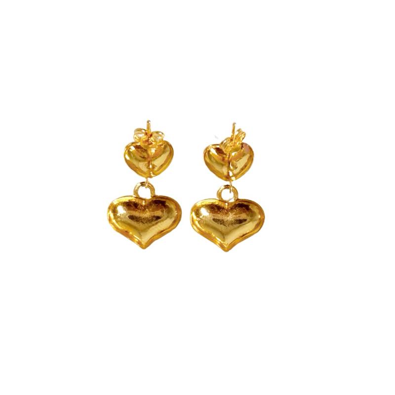 18k Saudi Gold Double Love Earring -SKU-QUHHSTF7
