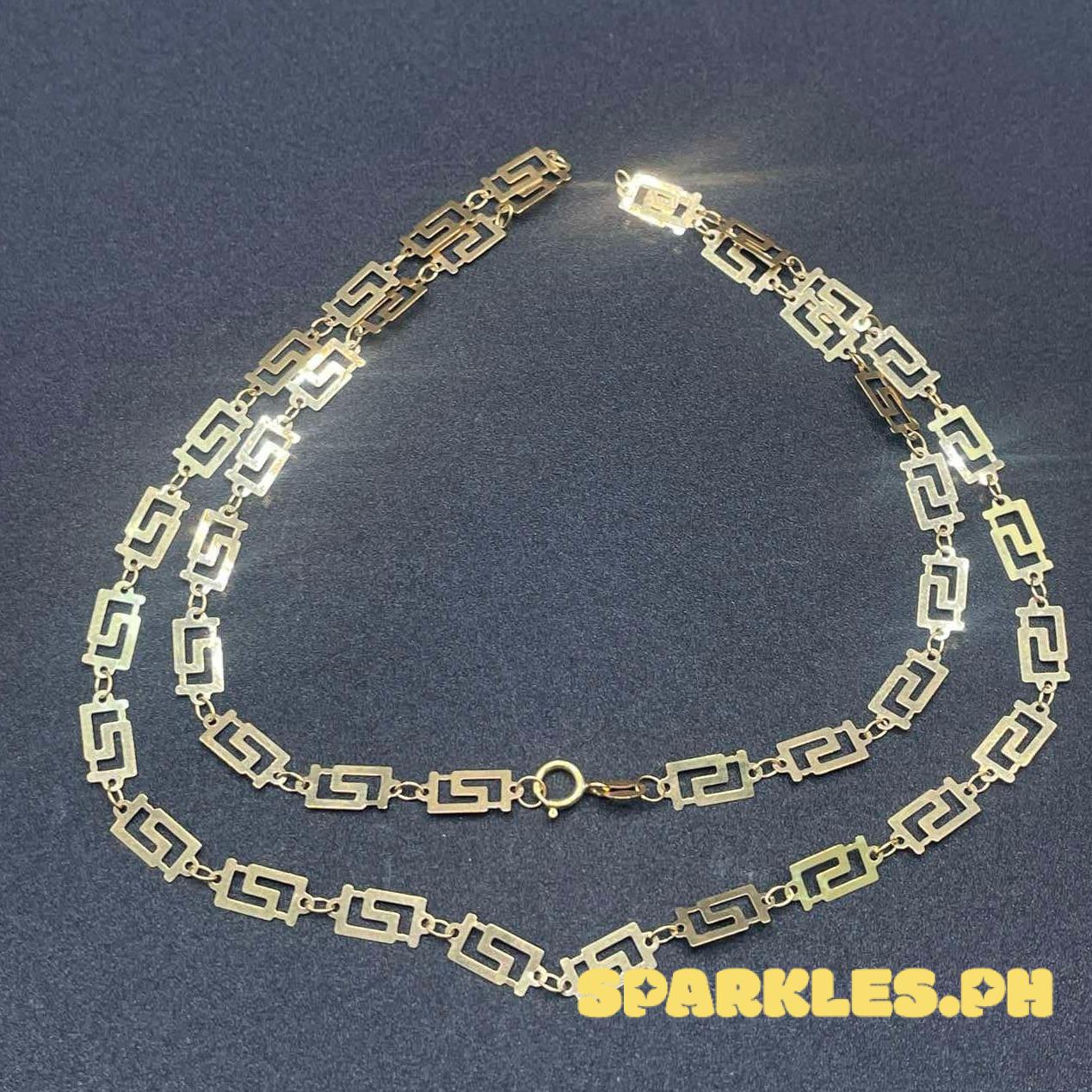 18k Saudi Gold Cut Greek Necklace Solid Pawnable - SKU-NITE7FHC