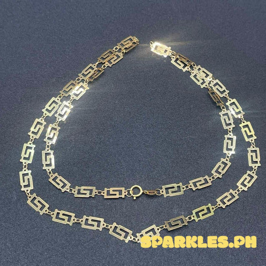 18k Saudi Gold Cut Greek Necklace Solid Pawnable - SKU-NITE7FHC