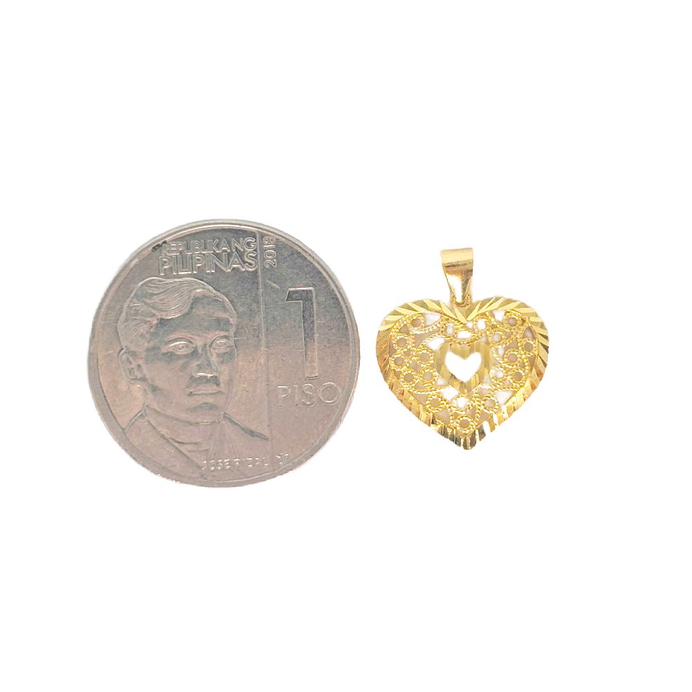 18k Saudi Gold Set Lace Heart + Cadena Chain 20"
