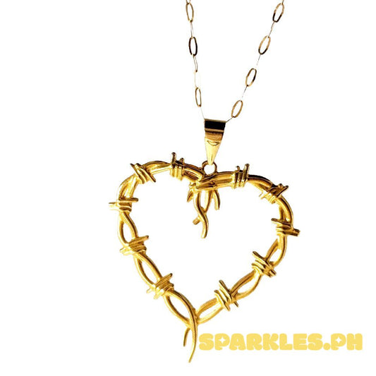 18k Saudi Gold Set Wire Heart + Micro Paperclip 20"