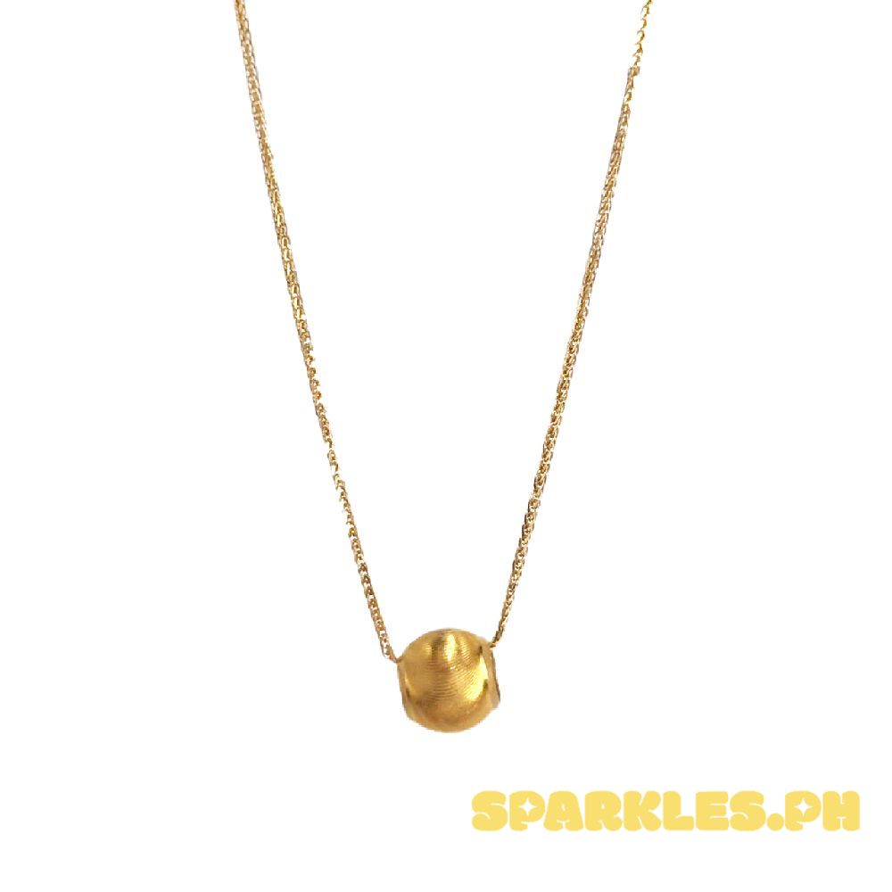 18k Saudi Gold Set Gold Cat Eye + Foxtail Chain 16"