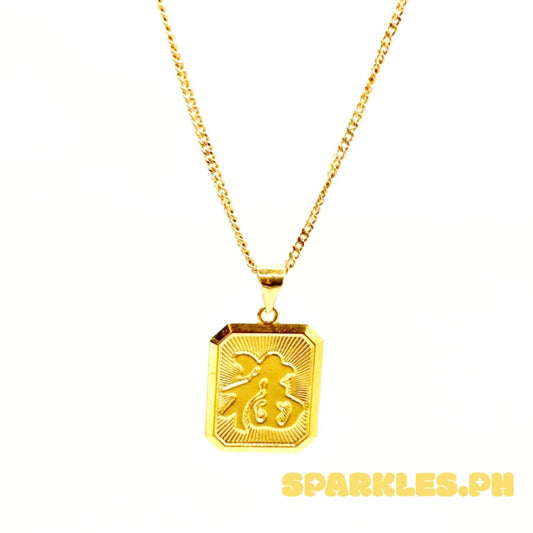 18k Saudi Gold Set Tag Pendant + Cadena Chain 20"