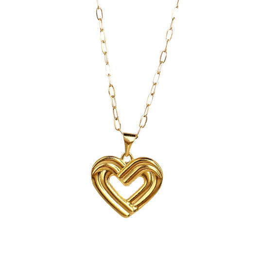 18k Saudi Gold Set Ensaymada Heart + Micro Paperclip Makapal 16"