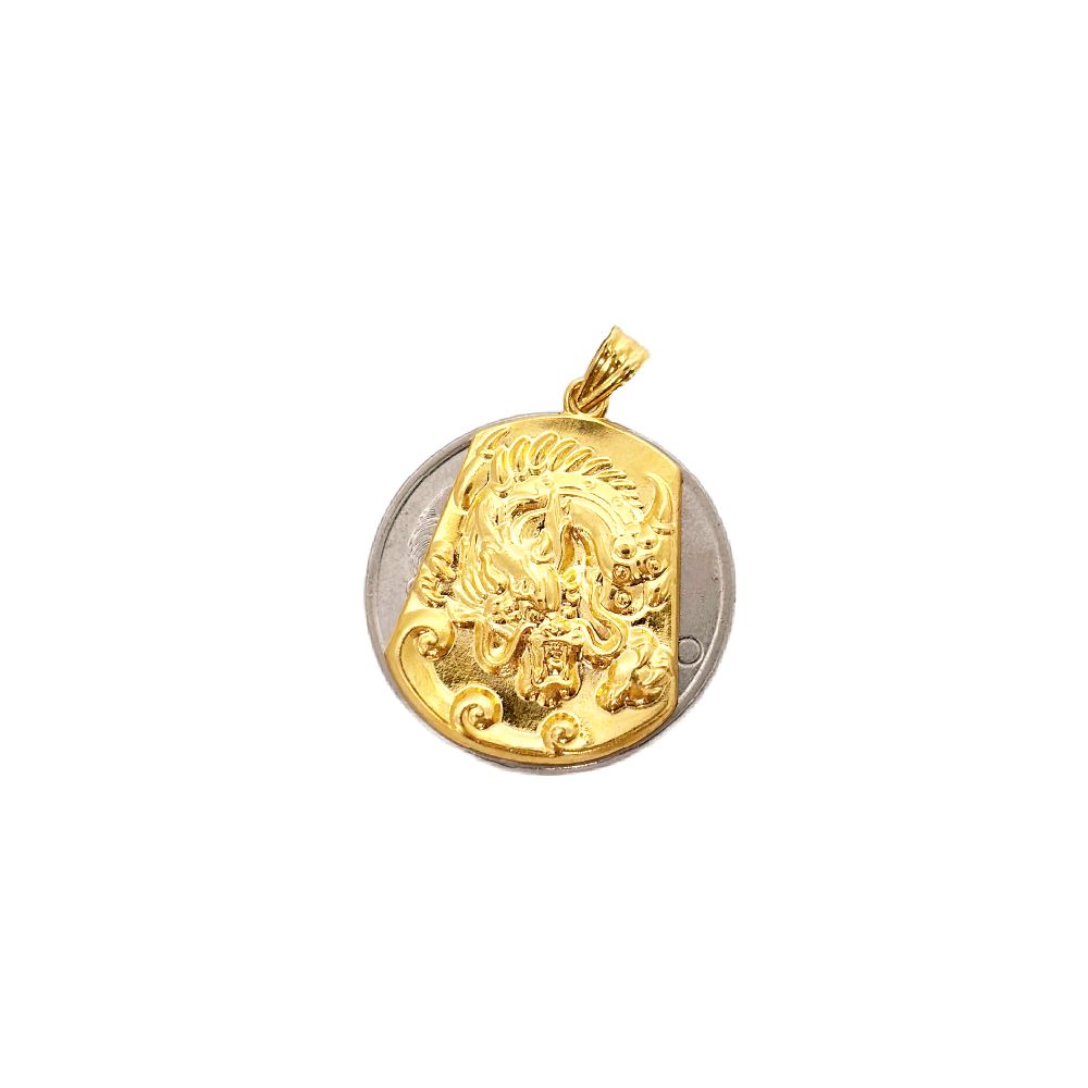 18k Saudi Gold Imperial Dragon Pendant - SKU-0MUUIWJS