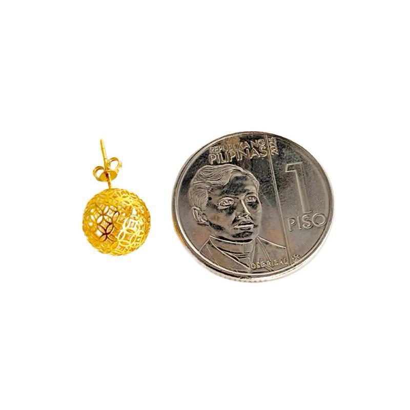 18k Saudi Gold Money Catcher Ball Earring - SKU-E4TTPWPG