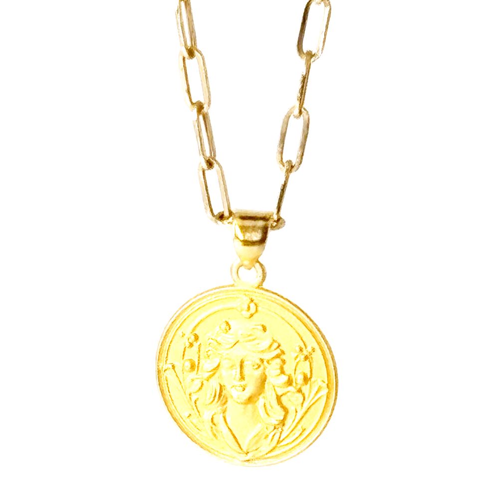 18k Saudi Gold Set Medusa + Micro Paperclip  Makapal 20"