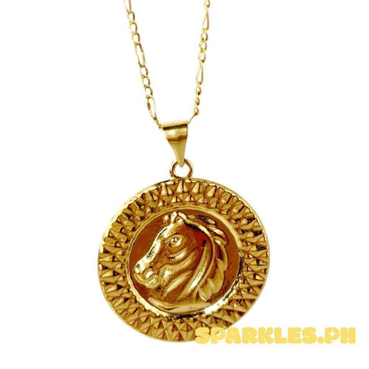 18k Saudi Gold Set Head Horse + Figaru Chain 20"